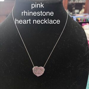 Pink Rhinestone Heart Necklace